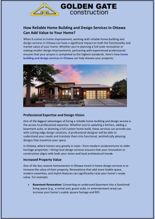 how reliable home building and design services