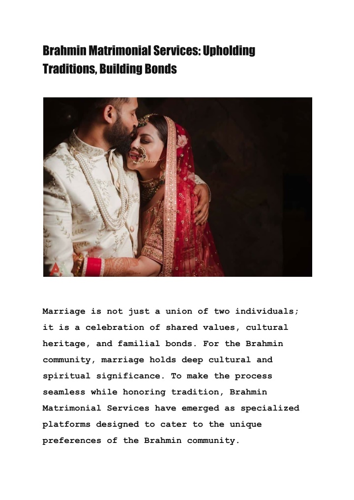 brahminmatrimonialservices upholding traditions