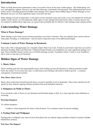 Don’t Ignore These Hidden Signs of Water Damage in Your Basement