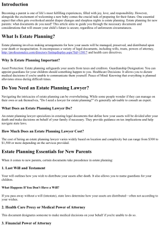 “Estate Planning for New Parents: What Documents Do You Need?”