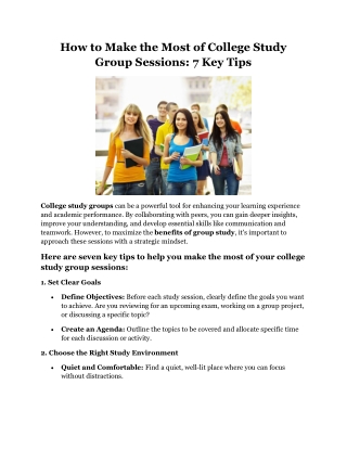 How to Make the Most of College Group Study Sessions 7 Key Tips