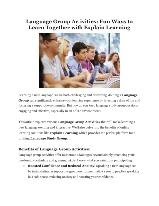 Language Group Activities Fun Ways to Learn Together