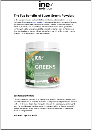 The Top Benefits of Super Greens Powders