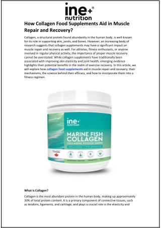 How Collagen Food Supplements Aid in Muscle Repair and Recovery?