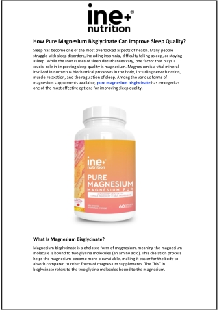 How Pure Magnesium Bisglycinate Can Improve Sleep Quality?