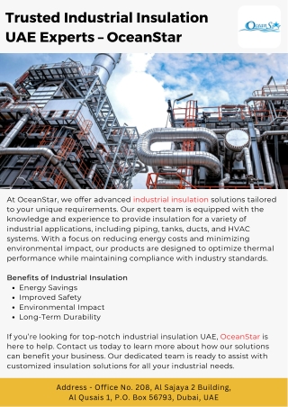 Trusted Industrial Insulation UAE Experts – OceanStar