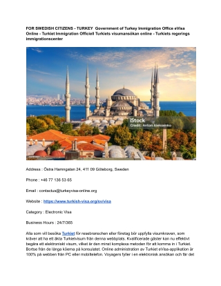 110th FOR SWEDISH CITIZENS - TURKEY  Government of Turkey Immigration Office eVisa Online - Turkiet Immigration Officiel