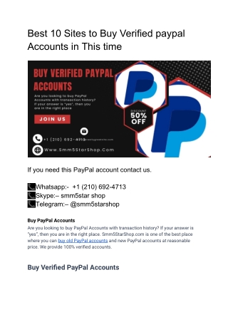 Top 10 Best sites to buy verified paypal accounts-100%