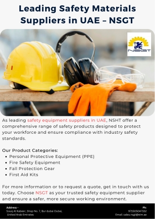 Leading Safety Materials Suppliers in UAE – NSGT