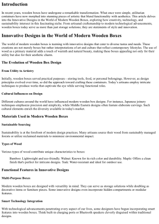“Innovative Designs in the World of Modern Wooden Boxes”