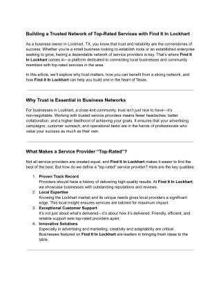 building a trusted network of top rated services