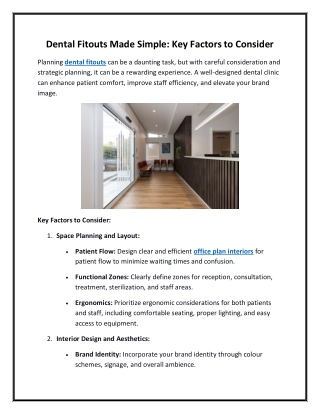 Dental Fitouts Made Simple Key Factors to Consider