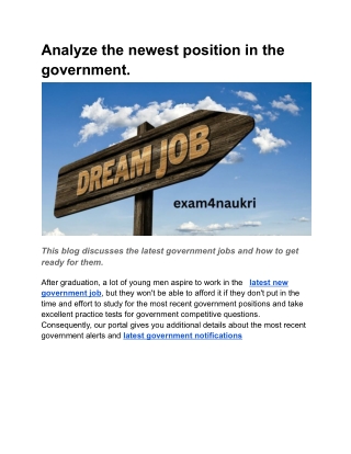 Analyze the newest position in the government