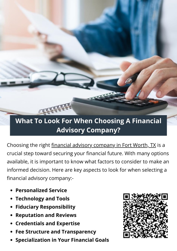 what to look for when choosing a financial