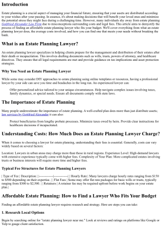 Affordable Estate Planning: How to Find a Lawyer Who Fits Your Budget