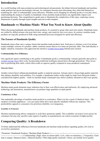 “Handmade vs Machine-Made: What You Need to Know About Quality”