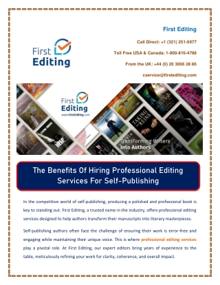 The Benefits Of Hiring Professional Editing Services For Self-Publishing