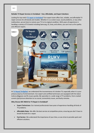 Reliable TV Repair Services in Faridabad