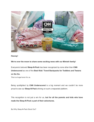 Sleep-N-Pack Shines in CNN Underscored’s Best Kids’ Travel Backpacks List!