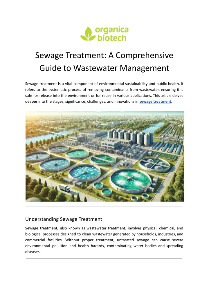 sewage treatment a comprehensive guide