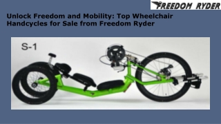 Unlock Freedom and Mobility Top Wheelchair Handcycles for Sale from Freedom Ryder
