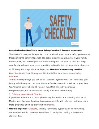 Corey Eschweiler: New Year’s Home Safety Checklist: 5 Essential Inspections