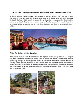 Winter Fun for the Whole Family_ Mahabaleshwar’s Best Resort to Stay