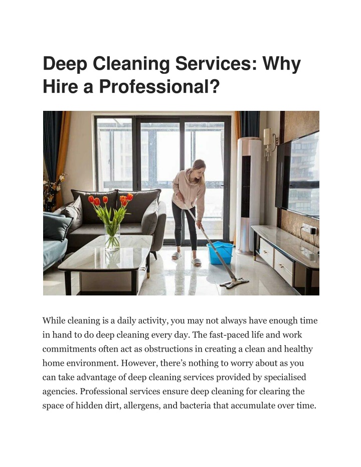 deep cleaning services why hire a professional