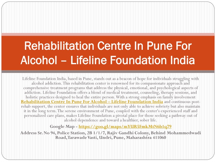 rehabilitation centre in pune for alcohol lifeline foundation india