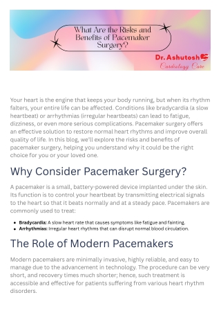 what are the risks and benefits of pacemaker