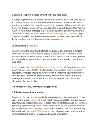 boosting patient engagement with dental seo