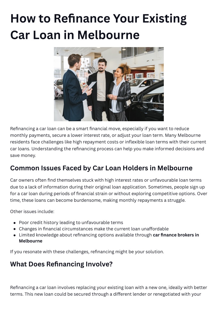 how to refinance your existing car loan