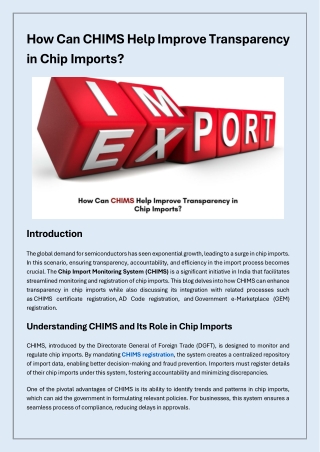 how can chims help improve transparency in chip