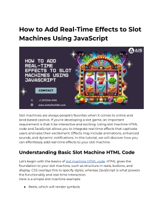 How to Add Real-Time Effects to Slot Machines Using JavaScript
