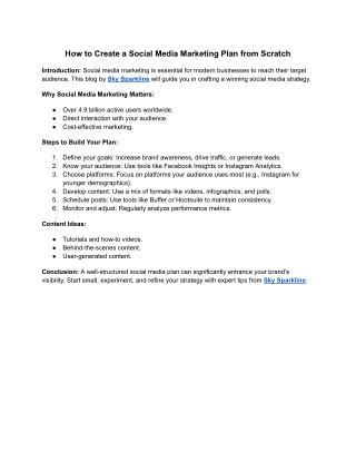 Social Media Marketing Plan