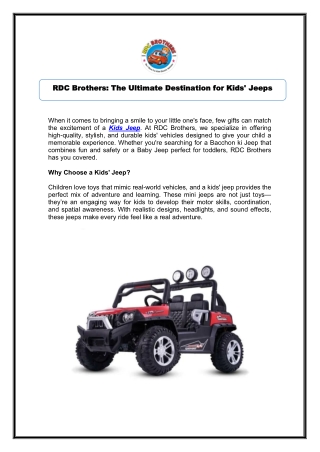 Order Kids Jeep - RDC Brothers