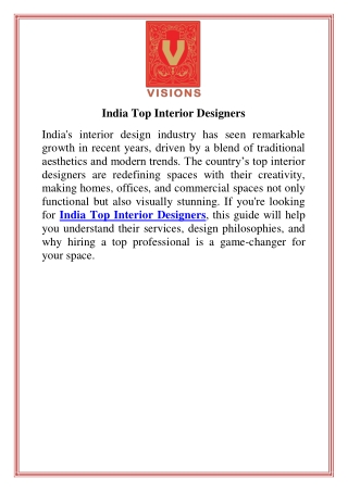 India Top Interior Designers