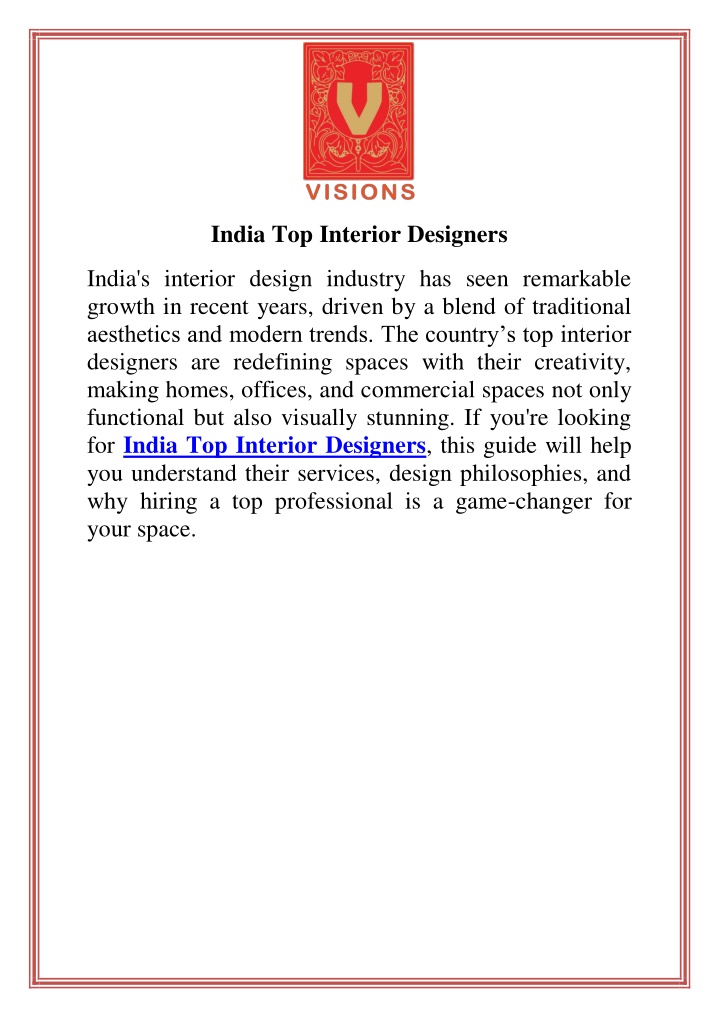 india top interior designers