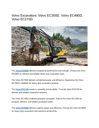Volvo EC750D, Volvo EC210D, Volvo EC140D Excavators by Pal Infra