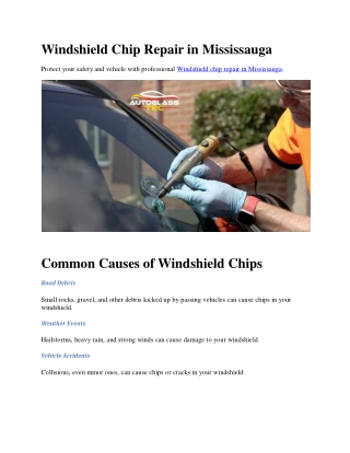 Windshield Chip Repair in Mississauga