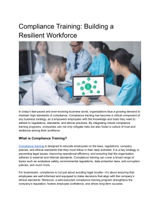 compliance training building a resilient workforce