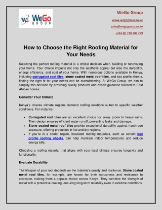 How to Choose the Right Roofing Material for Your Needs
