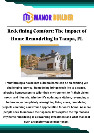 Redefining Comfort The Impact of Home Remodeling in Tampa, FL
