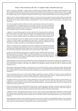 Where to Buy Ostarine in the UK - A Complete Guide to Benefits and Usage