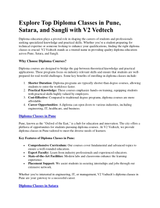 explore top diploma classes in pune satara