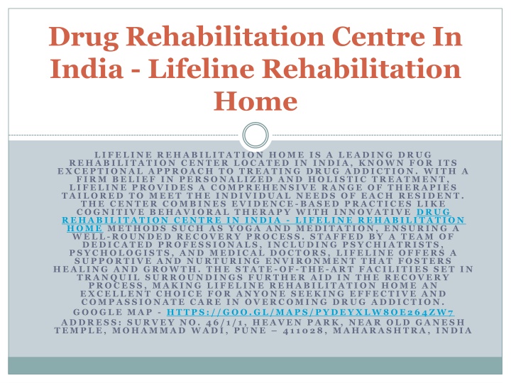 drug rehabilitation centre in india lifeline rehabilitation home