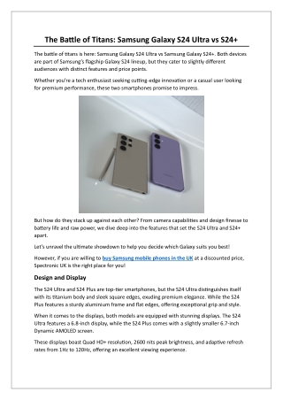 The Battle of Titans: Samsung Galaxy S24 Ultra vs S24