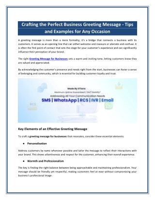 Crafting the Perfect Business Greeting Message - Tips and Examples for Any Occas