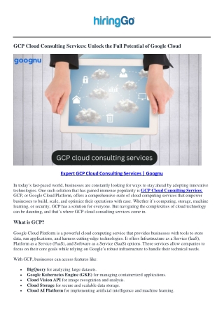 gcp cloud consulting services unlock the full
