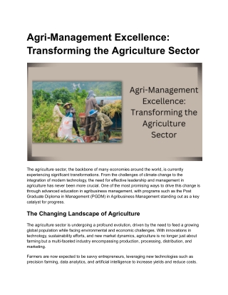 Agri-Management Excellence_ Transforming the Agriculture Sector